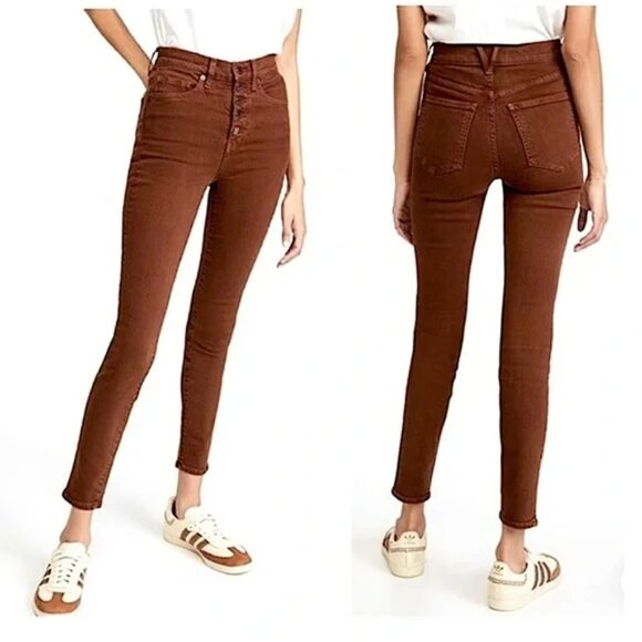 Veronica Beard Denim - Veronica Beard Maera Skinny High Rise Button Up Brown Denim Jeans size 28